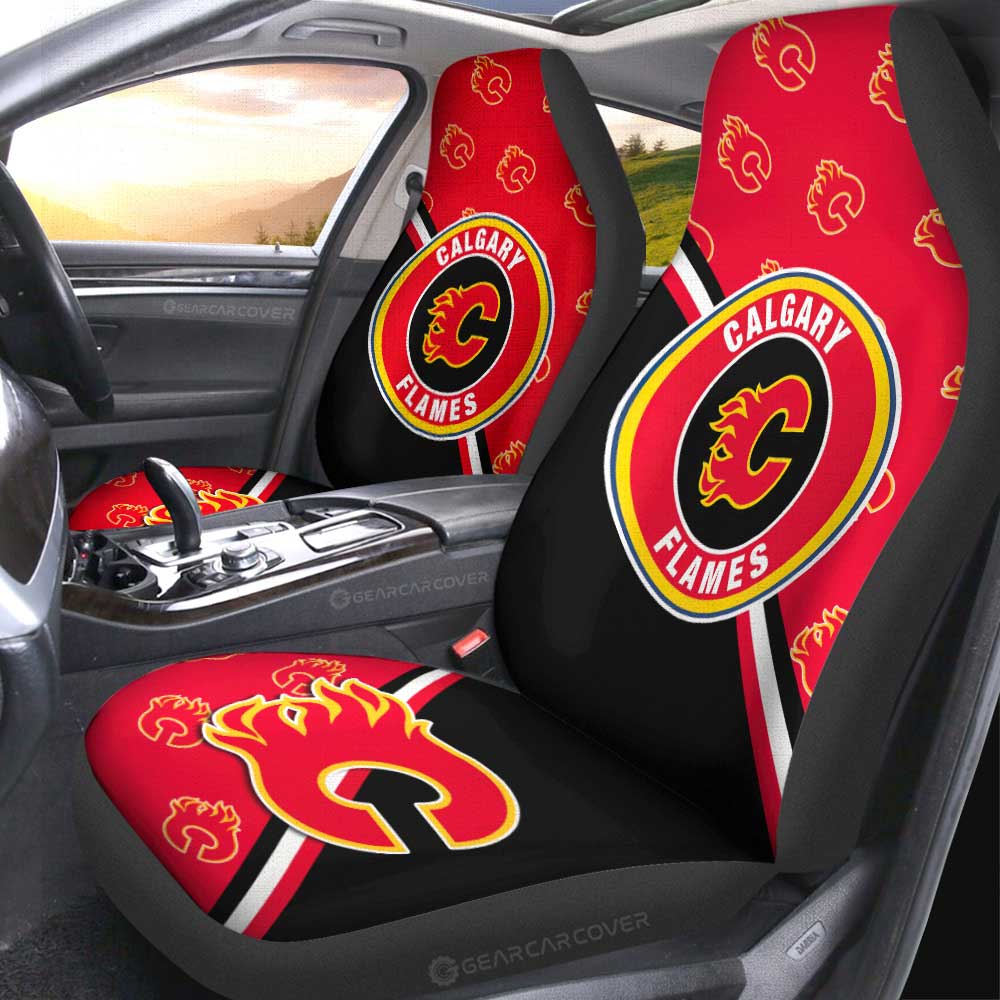 Calgary Flames Car Seat Covers Custom Car Accessories For Fans