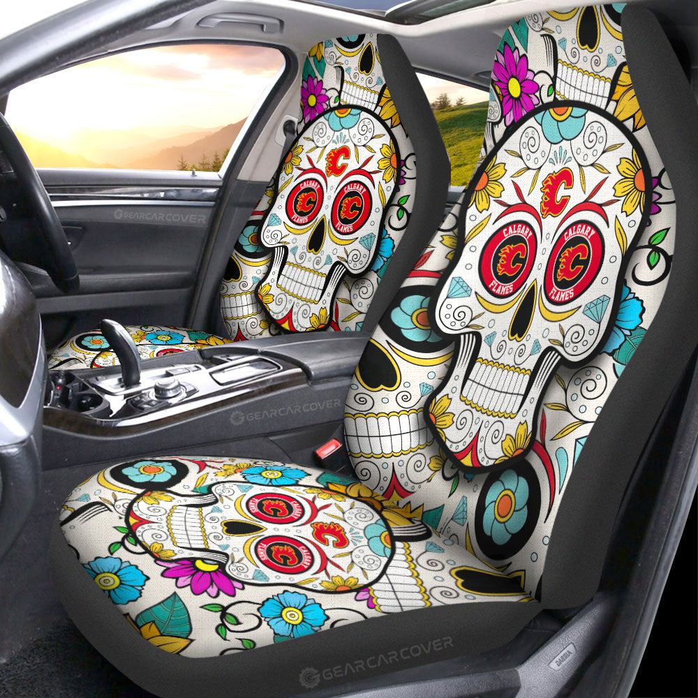 Calgary Flames Car Seat Covers Custom Sugar Skull Car Accessories