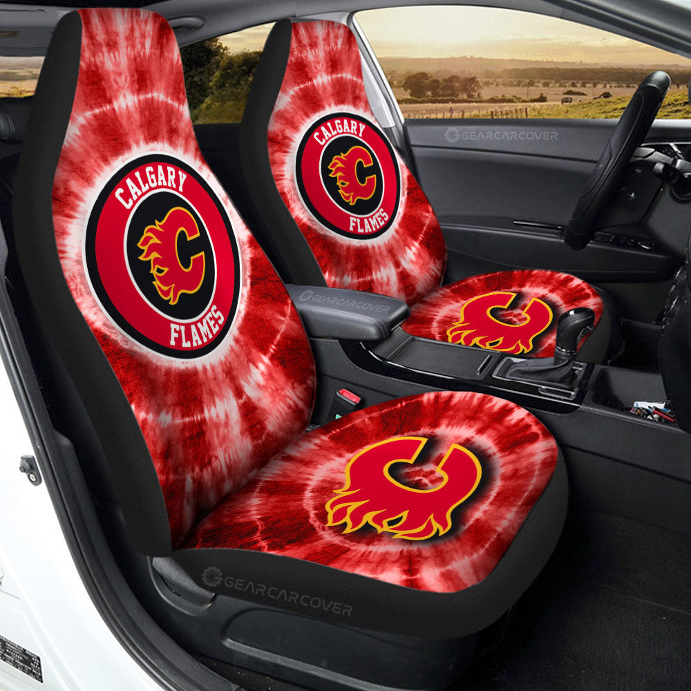 Calgary Flames Car Seat Covers Custom Tie Dye Car Accessories