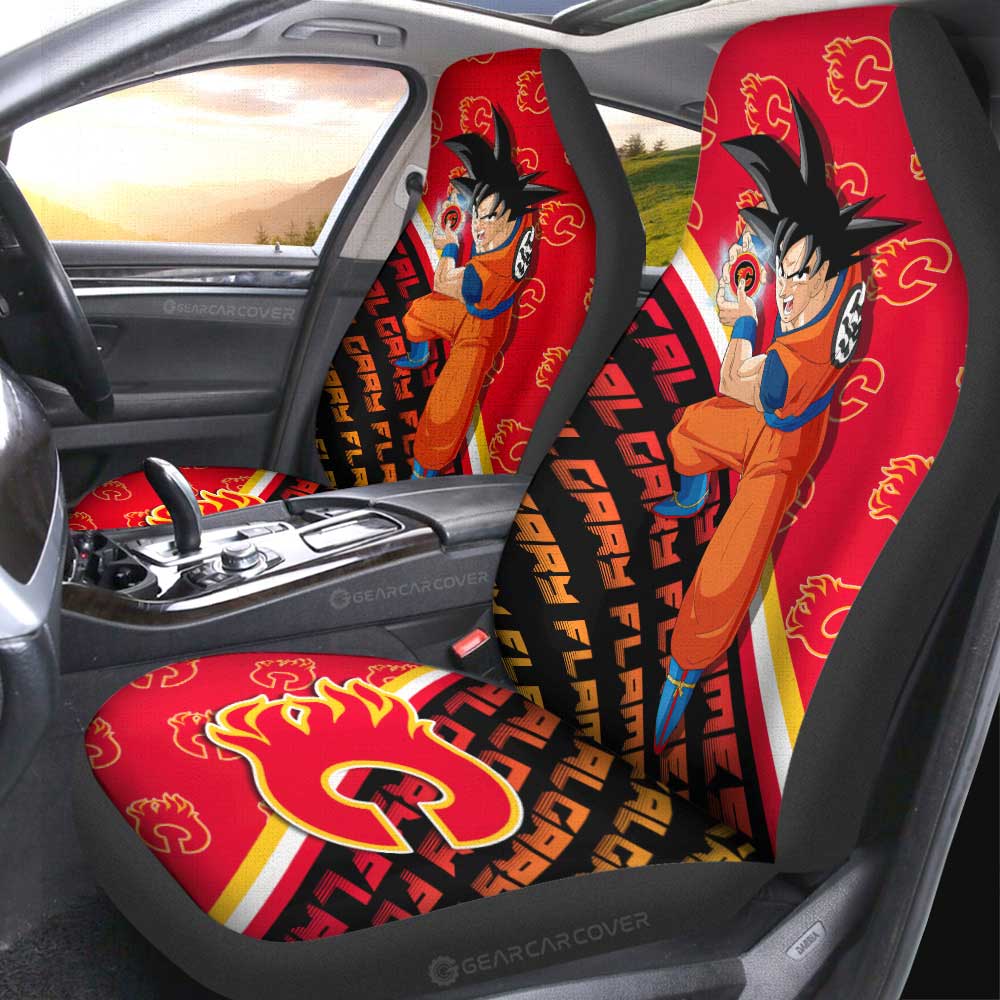 Calgary Flames Car Seat Covers Goku Car Decorations For Fans