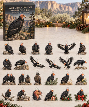 California Condor advent calendar with 24 custom-shaped flat acrylic charms and printed dimensional artwork 2026 - 24-Day Countdown, Acrylic Charms