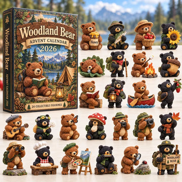 Camping Woodland Bear advent calendar 2026 - 24-Day Countdown, Acrylic Charms