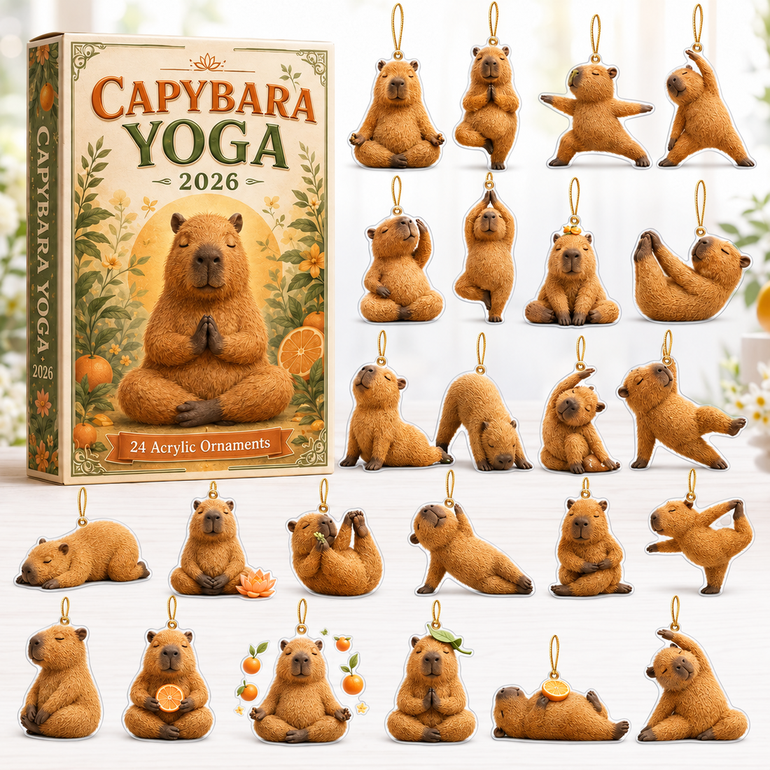 Capybara Yoga Advent Calendar 2026 24 Day Festive Countdown Acrylic Charms Blind Box Gift For Yoga Lovers