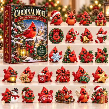 Cardinal Noel Advent Calendar 2026 - 24-Day Countdown, Acrylic Charms