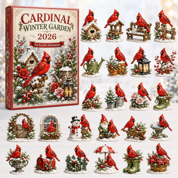 Cardinal Winter Garden Advent Calendar 2026 - 24-Day Countdown, Acrylic Charms Every Day Bring New Suprises