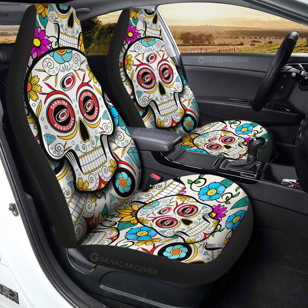 Carolina Hurricanes Car Seat Covers Custom Sugar Skull Car Accessories