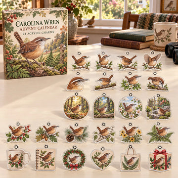 Carolina Wren Advent Calendar 2026 - 24-Day Countdown, Acrylic Charms