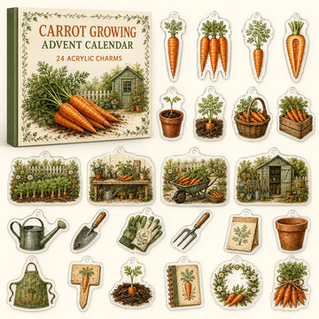 Carrot Growing Advent Calendar 2026 - 24-Day Countdown, Acrylic Charms