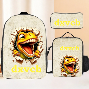 Cartoon Dinosaur Bursts Through Hole Custom Backpack - Personalized Name-2