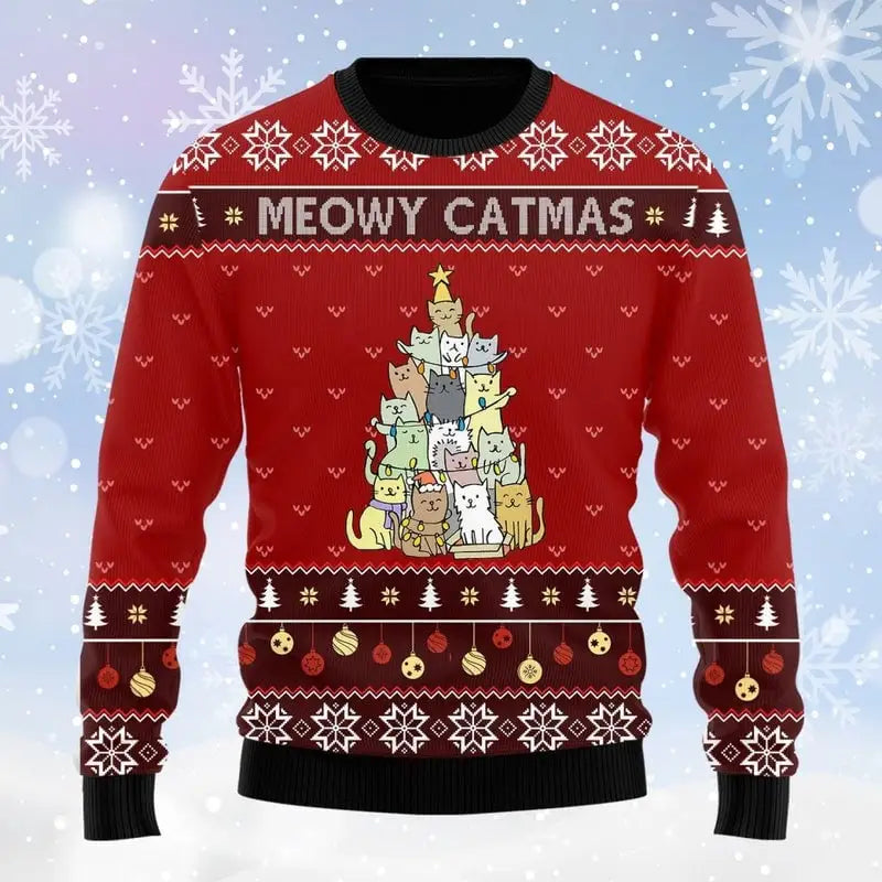Cat Christmas Tree Ugly Christmas Sweater   Gift For Cat Lovers