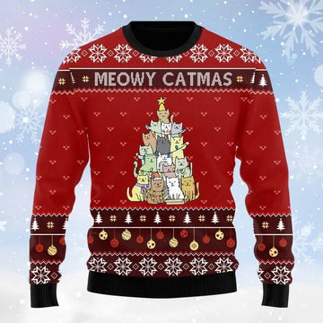 Cat Christmas Tree Ugly Christmas Sweater   Gift For Cat Lovers