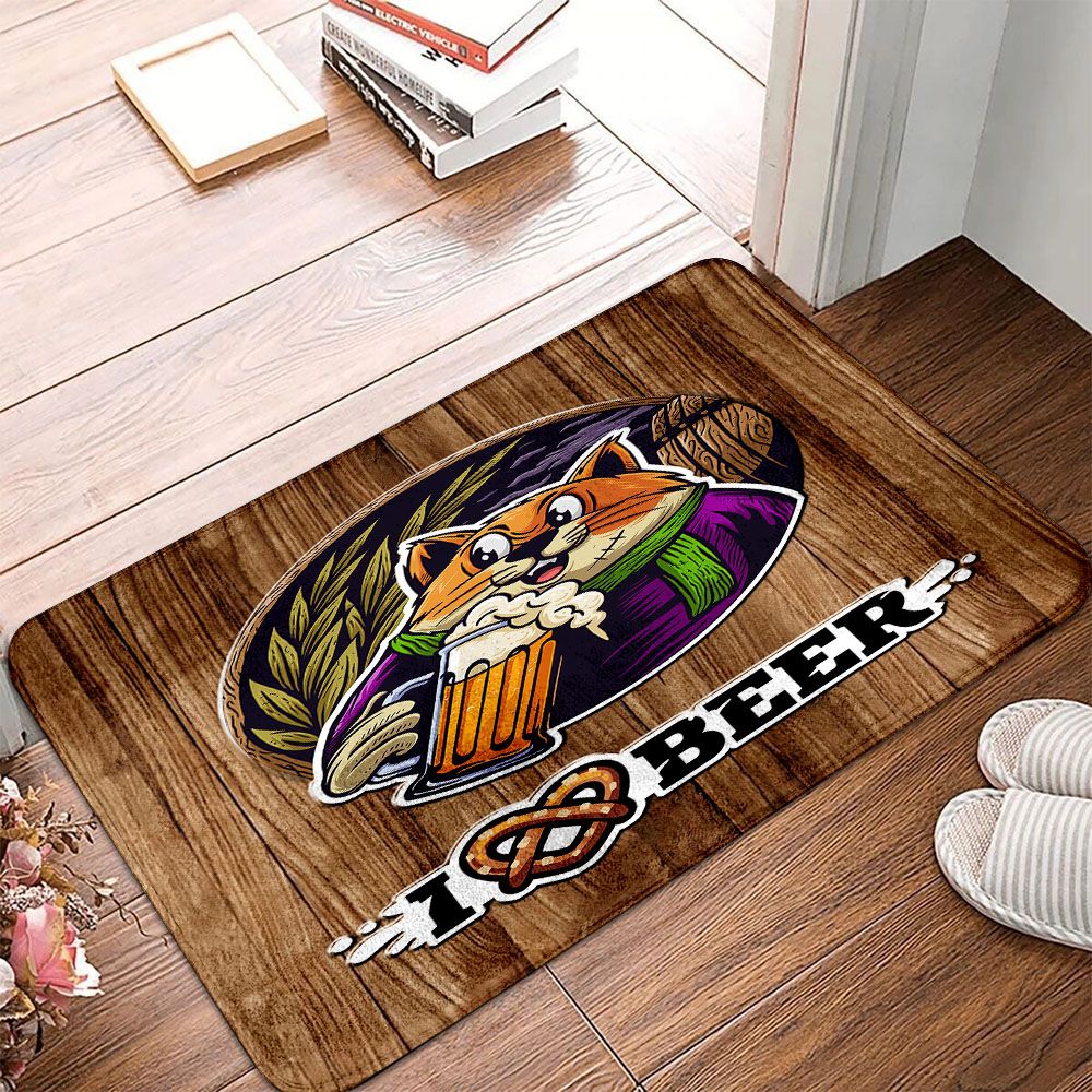 Cat Doormat - Cat Drink Barley Drink Pattern In Wood Themed Doormat - Gift Ideas For Cat Lovers