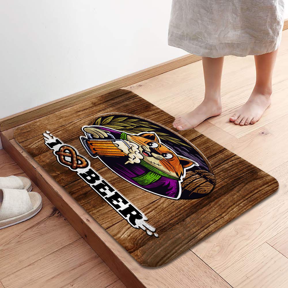 Cat Doormat - Cat Drink Barley Drink Pattern In Wood Themed Doormat - Gift Ideas For Cat Lovers