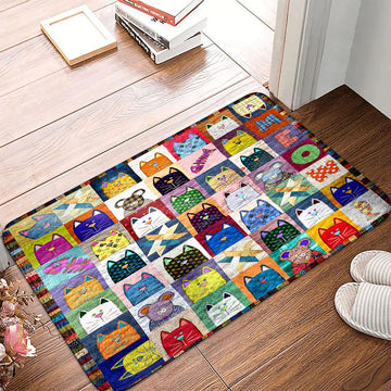 Cat Doormat - Full Of Colorful Cat Flame Pattern Print Doormat - Gifts For Cat Lovers