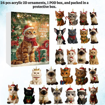 Cat Lovers Advent Calendar 2026 24 Day Christmas Countdown Calendar With 2D Acrylic Catscute Kitten Tree Ornamentsholiday Home Gift Decor