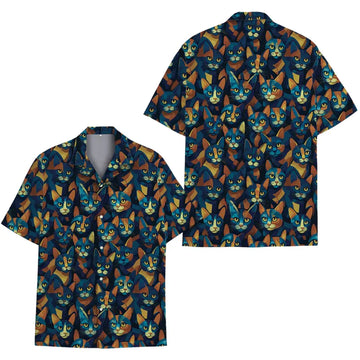Cat Pattern Navy Hawaiian Shirt For Men Women, Cat Hawaiian Shirts HE0344