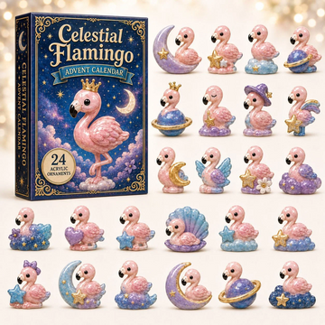 Celestial Flamingo Advent Calendar 2026 - 24-Day Countdown, Acrylic Charms Every Day Bring New Suprises