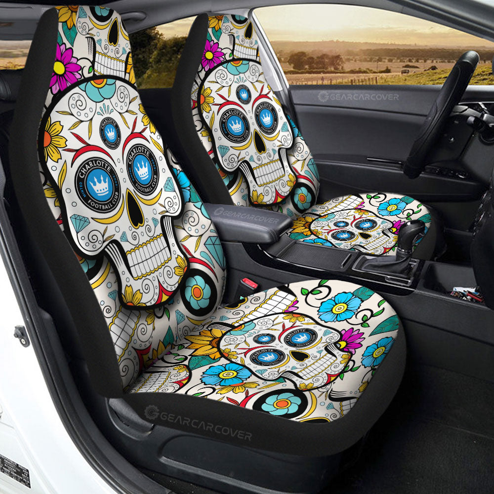 Charlotte FC Car Seat Covers Custom Sugar Skull Car Accessories
