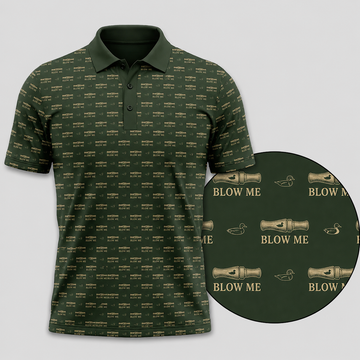 Funny Duck Hunting Polo ¨C Blow Me Duck Call Mens Golf Shirt