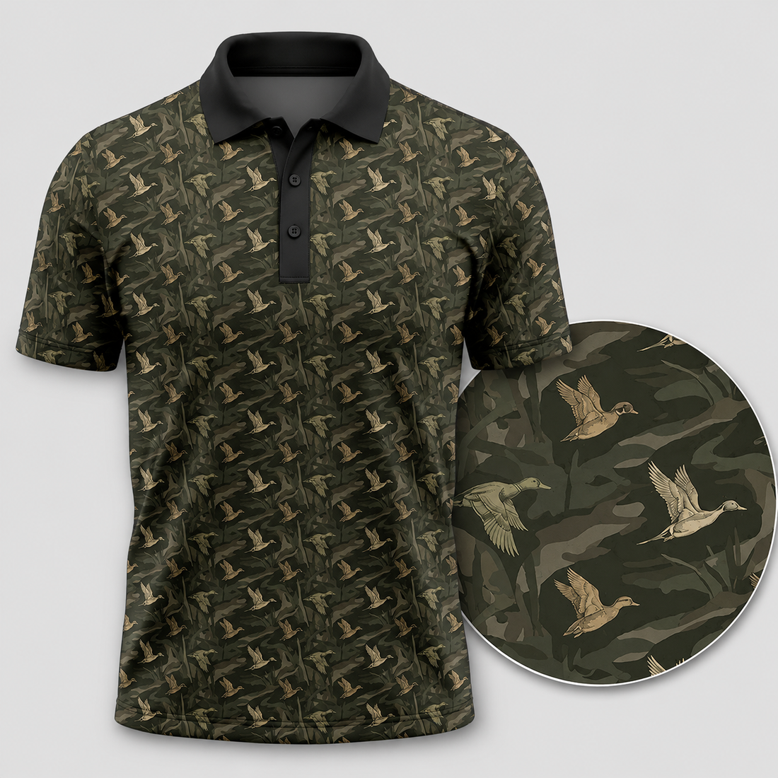 Mens Duck Hunting Polo Shirt ¨C Mallard & Wood Duck Golf Polo