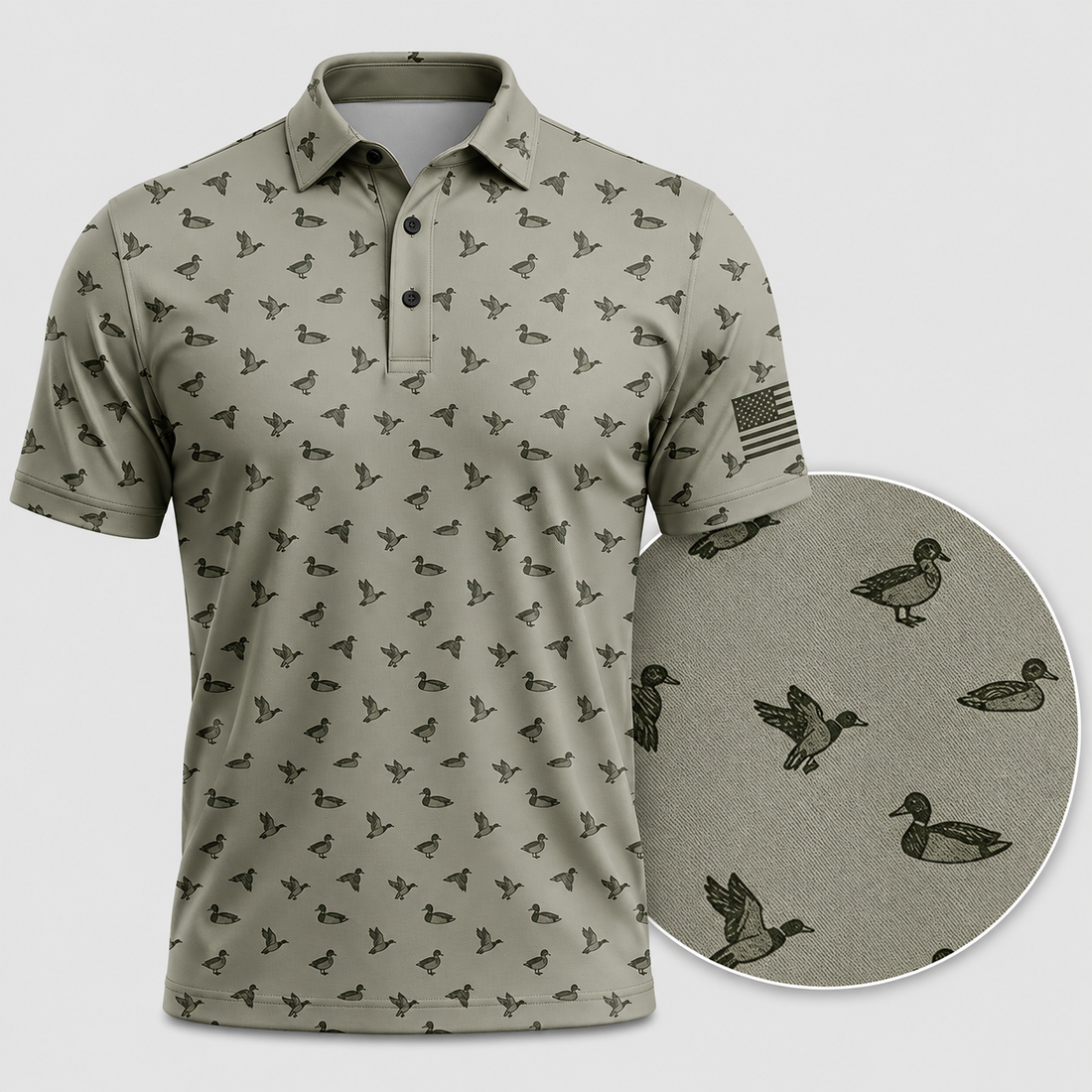 Duck Hunting Camo Polo Shirt for Men ¨C Mallard Camo Golf Polo