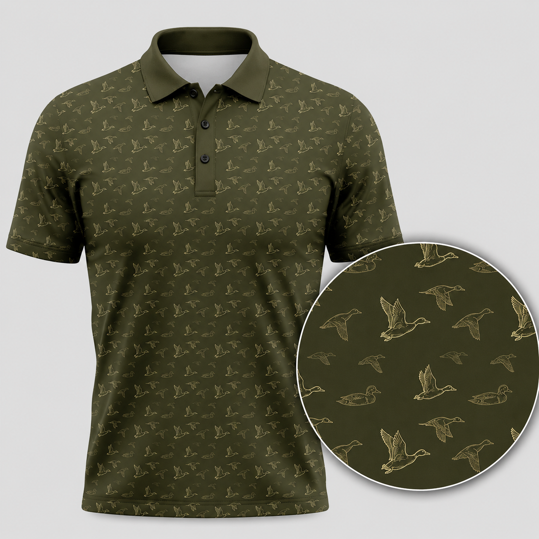 American Flag Duck Hunting Polo Shirt for Men ¨C Patriotic Golf Polo