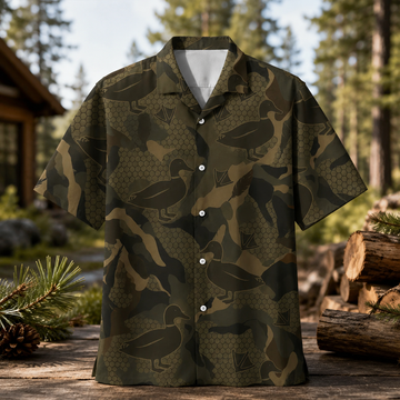 Duck Hunting Camo Hawaiian Shirt for Men ¨C Wild Duck Print, Gift for Duck Hunters
