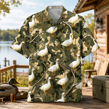 Duck Camo Hawaiian Shirt ¨C Funny Hunting Duck Button-Up for Men
