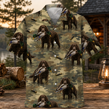 Boykin Spaniel Hawaiian Shirt for Men ¨C Duck Hunting Dog & Mallard Print, Gift for Hunters