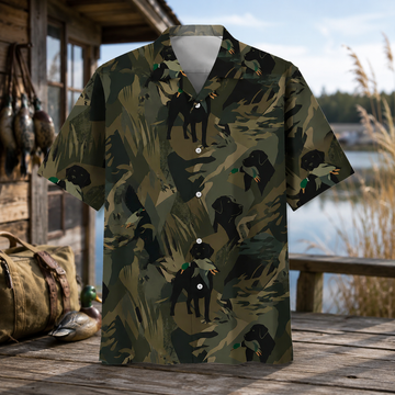 Black Labrador Hawaiian Shirt for Men ¨C Duck Hunting Dog & Mallard Print, Gift for Lab Lovers