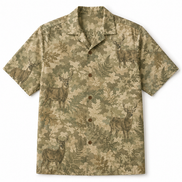 Deer Hunting Hawaiian Shirt for Men ¨C Refined Whitetail Buck Camo Print, Gift for Deer Hunters