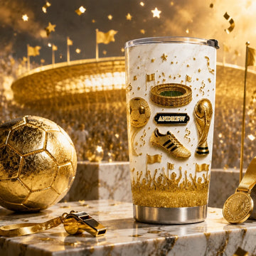 Custom Soccer Champion Thermos Cup - Personalized Name Football Fan Thermos Cup - Gift For Soccer Lovers, Players And Fans