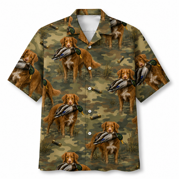 Nova Scotia Duck Tolling Retriever Hawaiian Shirt for Men ¨C Duck Hunting & Mallard Print, Gift for Hunters
