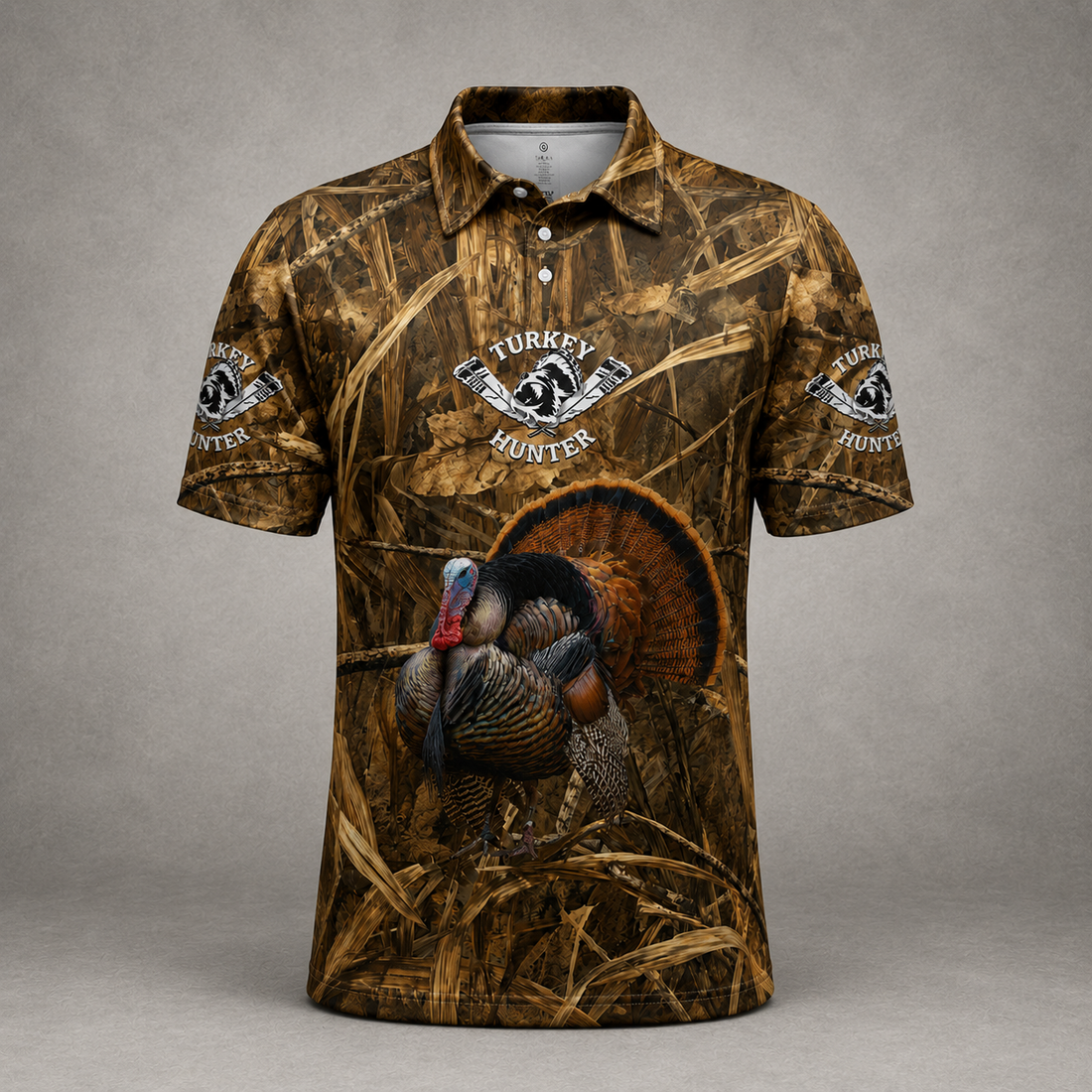 Wild Turkey Hunting Camouflage Polo Shirt For Men