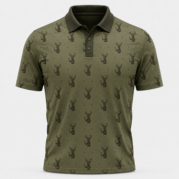 Deer Flipping Off Camo Olive  Polo Shirt VCP1018