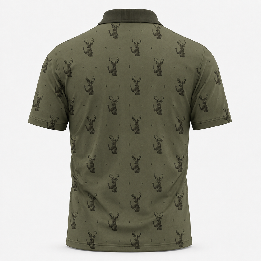 Deer Flipping Off Camo Olive  Polo Shirt VCP1018