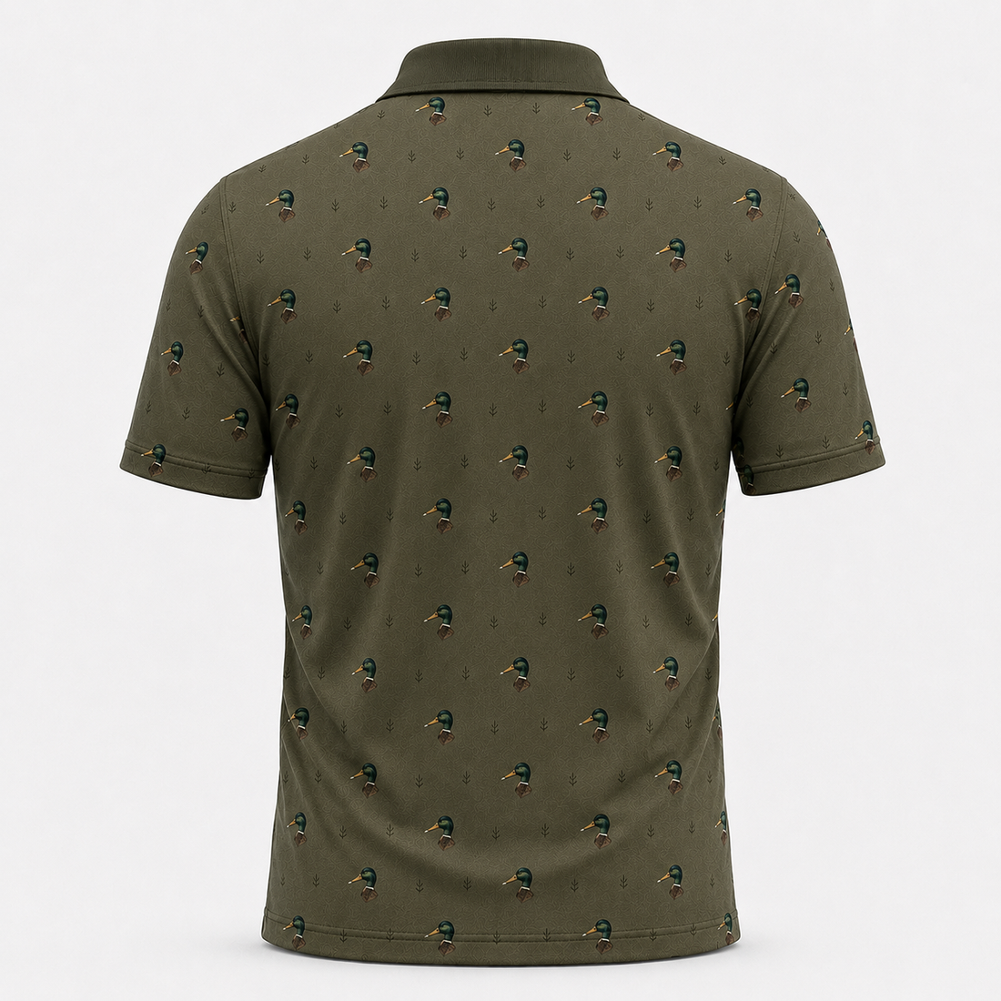 Mallard Duck Head Pattern Olive Polo Shirt VCP1019
