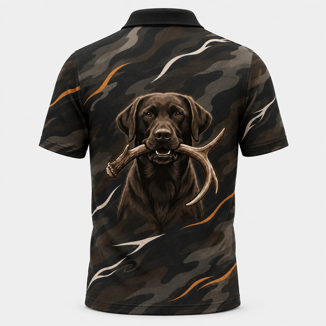 Chocolate Lab Retriever Antler Camo Polo Shirt VCP1022
