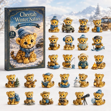 Cheetah Winter Safari Advent Calendar 2026 - 24-Day Countdown, Acrylic Charms Every Day Bring New Suprises