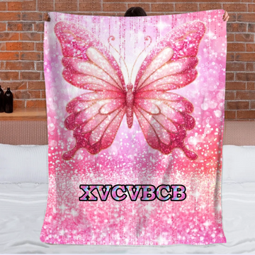 Cherished Butterfly Customized Blanket - Personalized Name - Gift For Girl