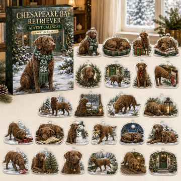 Chesapeake Bay Retriever Winter Advent Calendar 2026 - 24-Day Countdown, Acrylic Charms