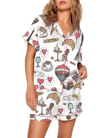 Chic Paris Vintage Style Paris France Travel Print Pajama Set