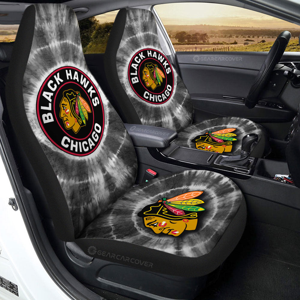 Chicago Blackhawks Car Seat Covers Custom Tie Dye Car Accessories