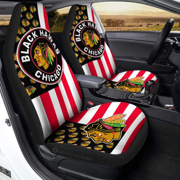 Chicago Blackhawks Car Seat Covers Custom US Flag Style