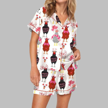 Chicken Valentine Pajama Set For Women