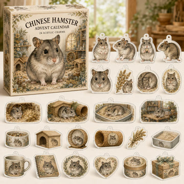 Chinese Hamster Advent Calendar 2026 - 24-Day Countdown, Acrylic Charms