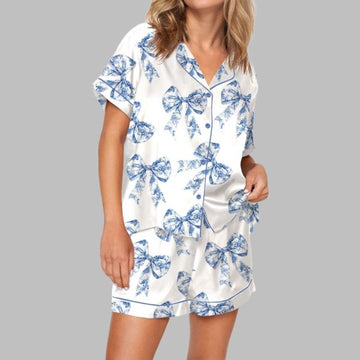 Chinoiserie Bow Pajama Set For Women