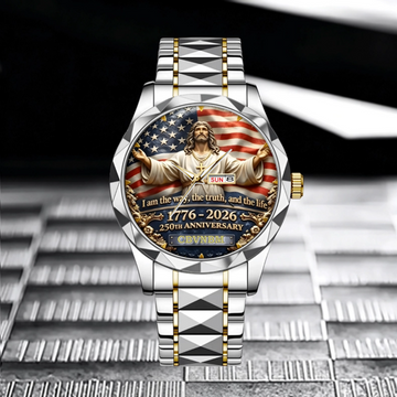 Christian 250th Anniversary Customized Watch - Personalized Name - Gift for Faith, Freedom & Jesus