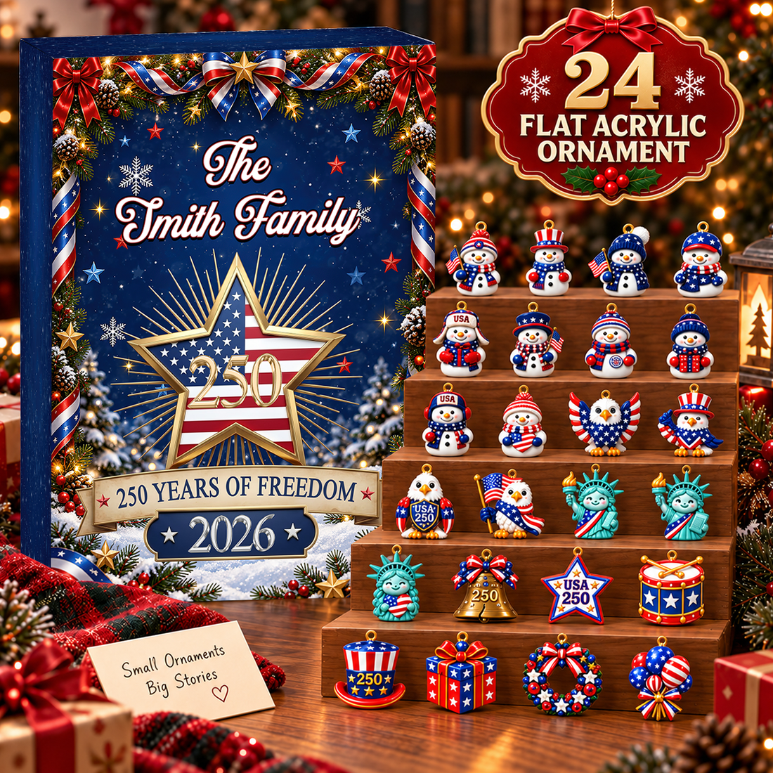 Christmas 250 Years Of Freedom Together Advent Calendar 2026 24 Day Spirits Countdown Acrylic Charms Blind Box Gift For Family
