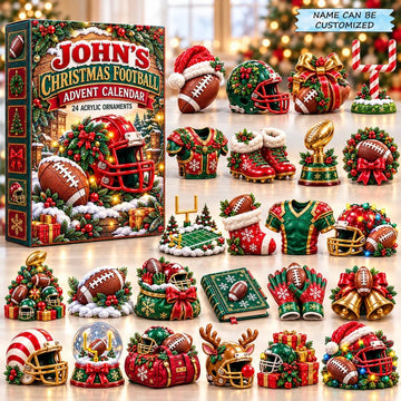 Christmas American Football Advent Calendar 2026 - 24-Day Countdown, Acrylic Charms